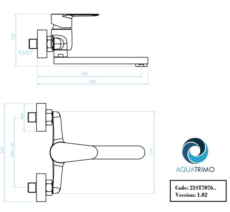 AquaTrimo Schubert Single Handle Kitchen Wall Faucet Chrome 21ST7076CM