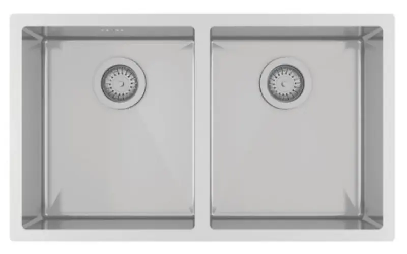 Ausmann Oder double stainless steel sink 76x45cm with 2 bowls 34x40 flush-mounted undermount and inset extra deep 22cm 1208957116
