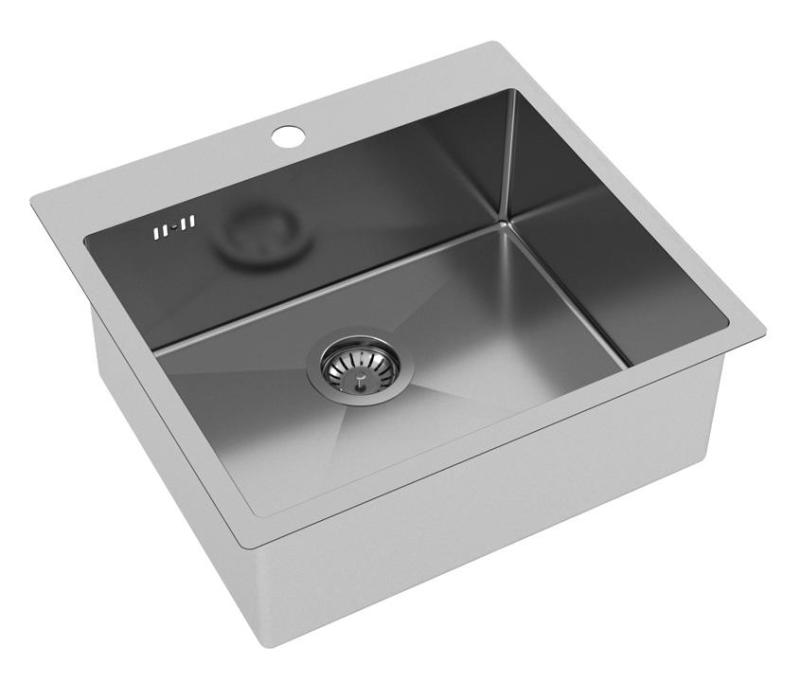 Ausmann Oder Blue stainless steel sink 55x50cm flush-mounted and inset with tap hole bench 1208957118