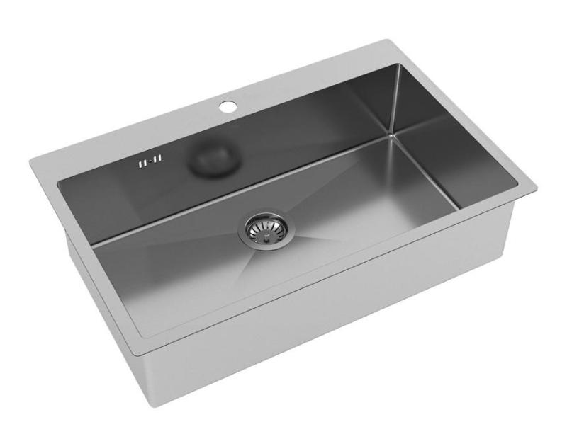 Ausmann Oder Blue large stainless steel sink 79x50cm flush-mounted and inset with tap hole bench 1208957119