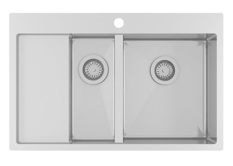 Ausmann Oder Blue 1.5 stainless steel sink 78x50cm flush-mounted and inset with drainer 1208957125