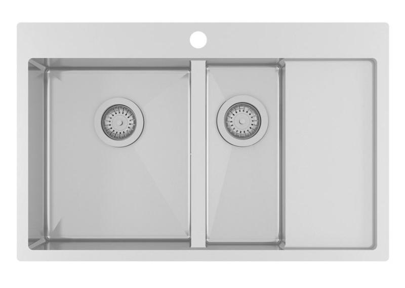 Ausmann Oder Blue 1.5 stainless steel sink 78x50cm flush-mounted and inset with drainer 1208957126