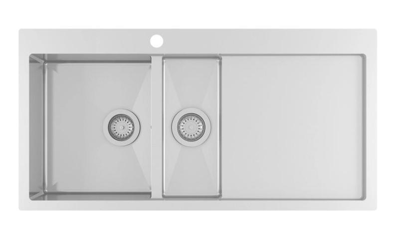 Ausmann Oder Blue 1.5 stainless steel sink 100x51cm flush-mounted and inset with drainer 1208957128