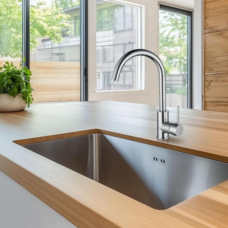 Ausmann Petra kitchen mixer tap with swivel spout chrome all metal 1208957156