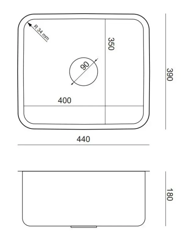 Aquadesign Oxford stainless steel sink 40x35cm undermount 1208957204
