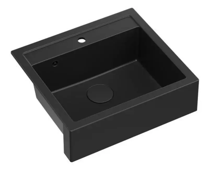 Quadri Farmhouse country intermediate or inset granite sink matt black 595x540mm 1208957208