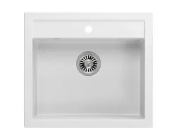 Quadri Farmhouse country intermediate or inset granite sink matt white 595x540mm 1208957209