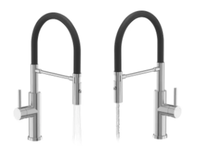 Quadri Chester kitchen mixer with flexible spout and shower with 2 spray types matt black 1208957225
