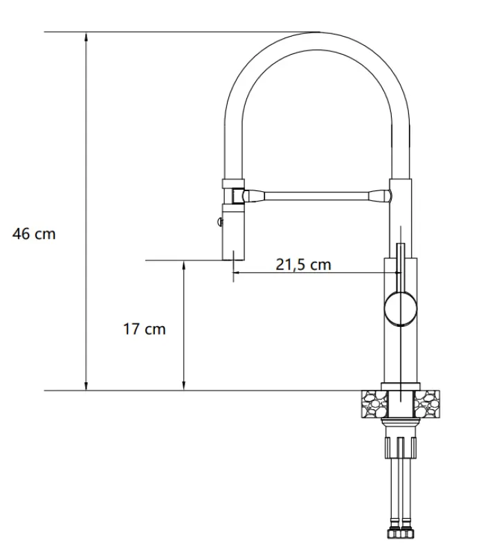Quadri Chester kitchen mixer with flexible spout and shower with 2 spray types stainless steel 1208957226
