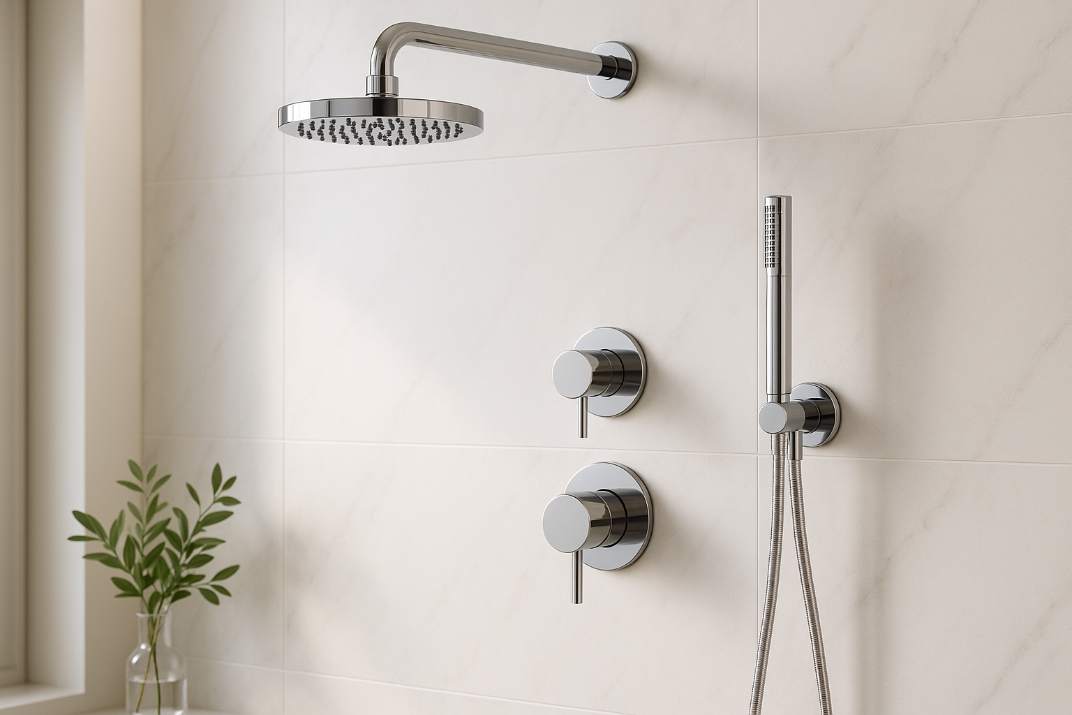 Waterevolution Flow concealed shower set chrome with thermostat rain shower and hand shower 1208957343