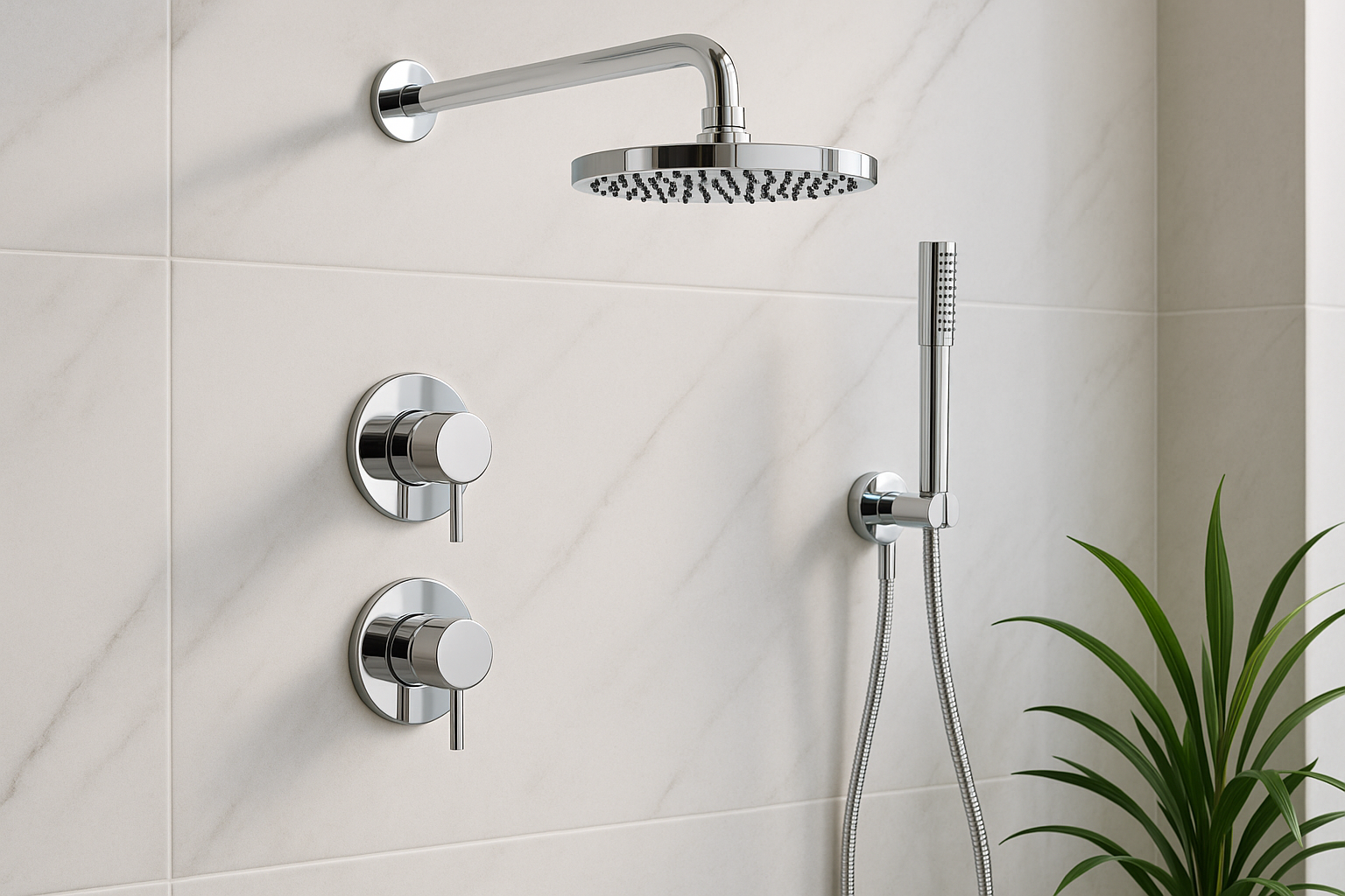 Waterevolution Flow concealed shower set chrome with thermostat rain shower and hand shower 1208957343