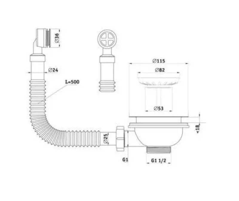 GraniteMy Drain set beige cream with round overflow 1208957346