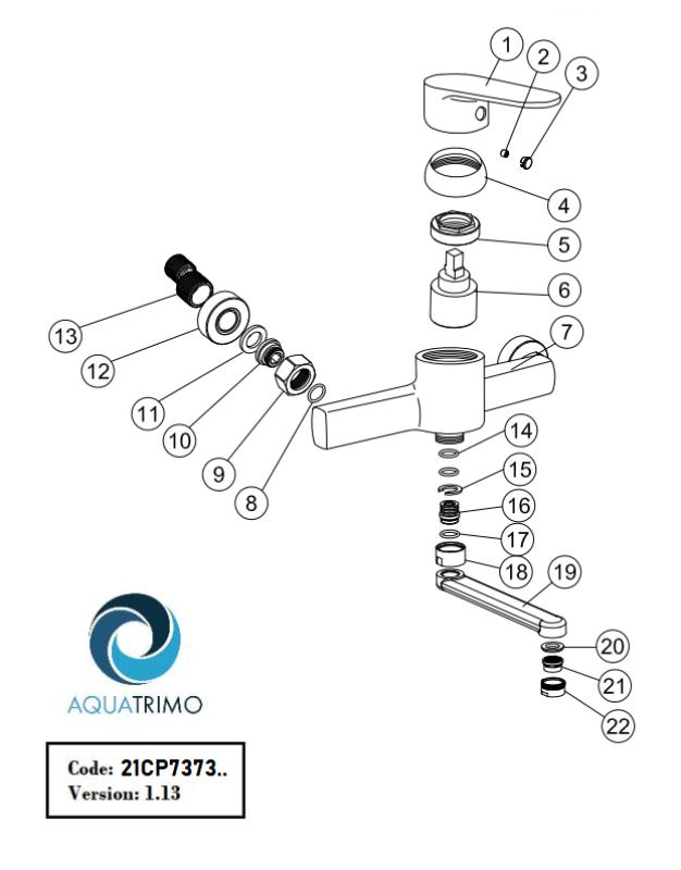 AquaTrimo Chopin wall-mounted faucet single-handle kitchen mixer chrome 21CP7373CM