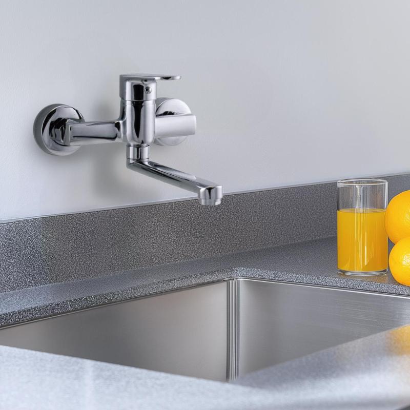 AquaTrimo Chopin wall-mounted faucet single-handle kitchen mixer chrome 21CP7373CM