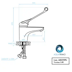 AquaTrimo Clinic medical basin mixer with long lever chrome 43CC7375CM