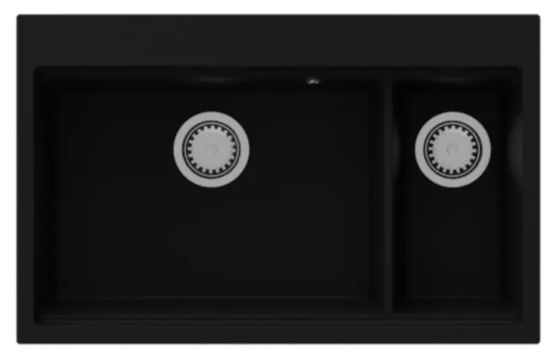 GraniteMy Limited large 1.5 granite inset and undermount black sink incl. accessory 76x48 cm 1208957389