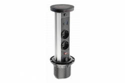 Indux Lift retractable pin-earth black kitchen socket for worktop with lighting, 2 x USB and wireless charging 1208957402