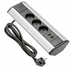 Indux Corner corner kitchen socket with 3 earthed outlets and 2 USB chargers 1208957431