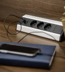 Indux Corner corner kitchen socket with 3 earthed outlets and 2 USB chargers 1208957431