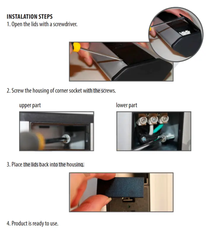 Indux Corner corner kitchen socket with 3 pin earthing outlets and 2 USB chargers 1208957442