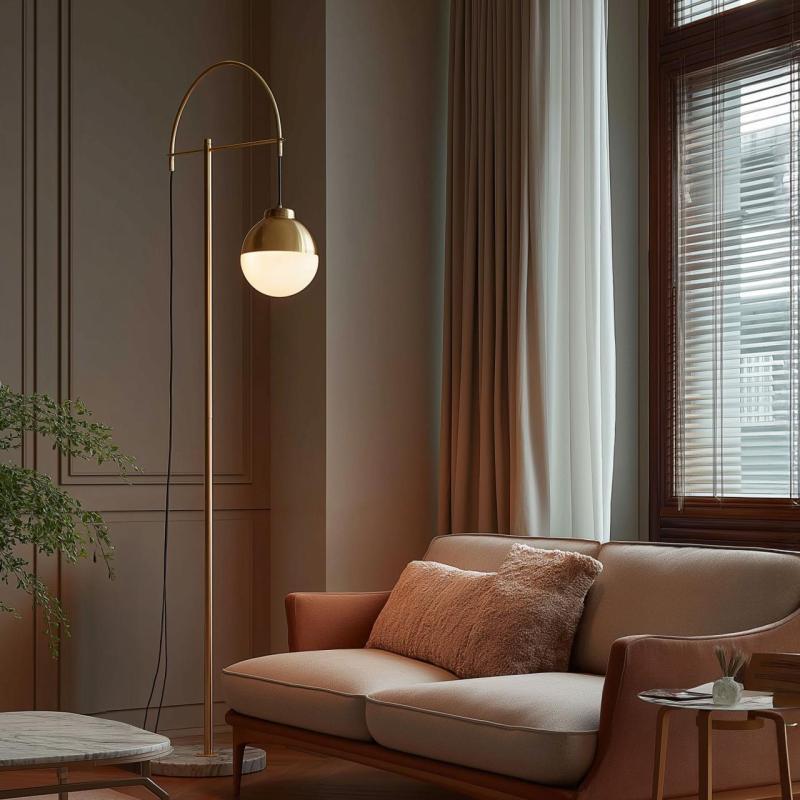 Decor Abies Brass/Gold Floor Lamp with black marble base 7573