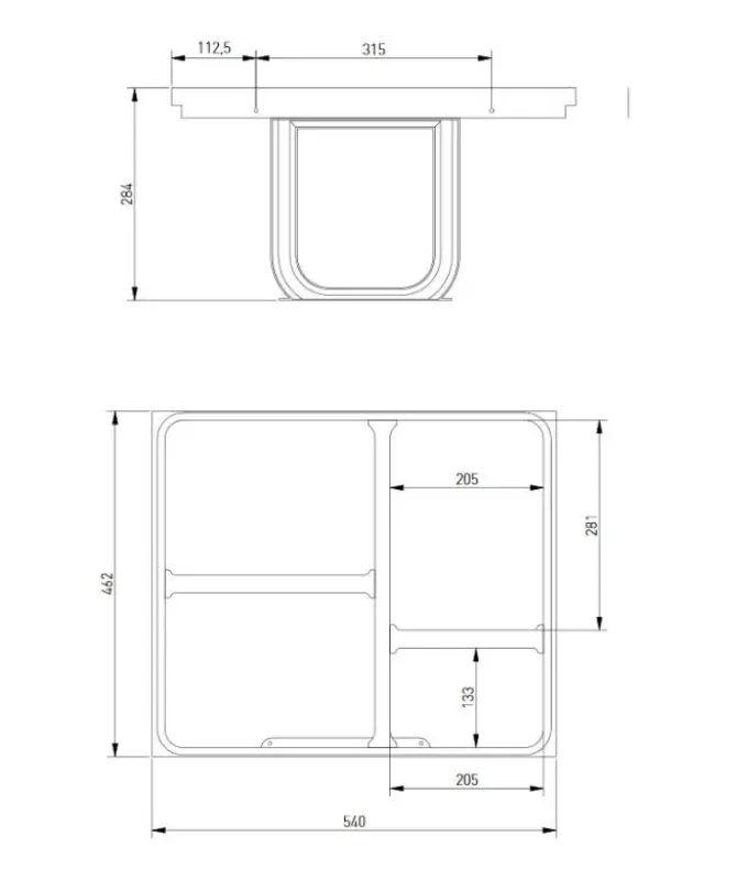 Garbi Basket B-60-4-H waste sorting system for drawer 60cm incl. holder and 4 waste bins 1208957472