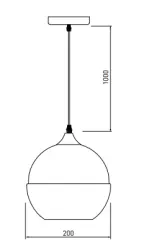 Decor Lender modern metal and glass pendant lamp 200 mm width 8389