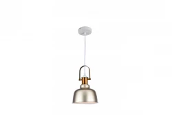Decor Zenit pendant lamp with beige metal dome and metallic finish 4871