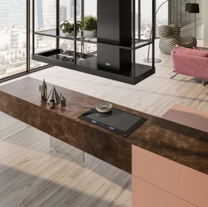 Franke Mythos T-Shelf island extractor hood matte black 180cm with shelves 3250678073