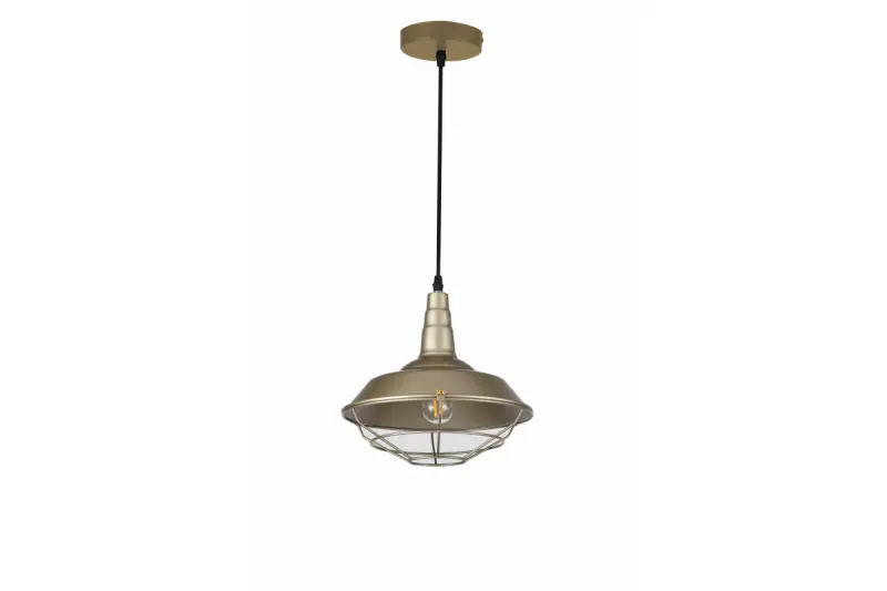 Decor Solen pendant lamp industrial shape with golden grid diameter 26,5 cm 2362