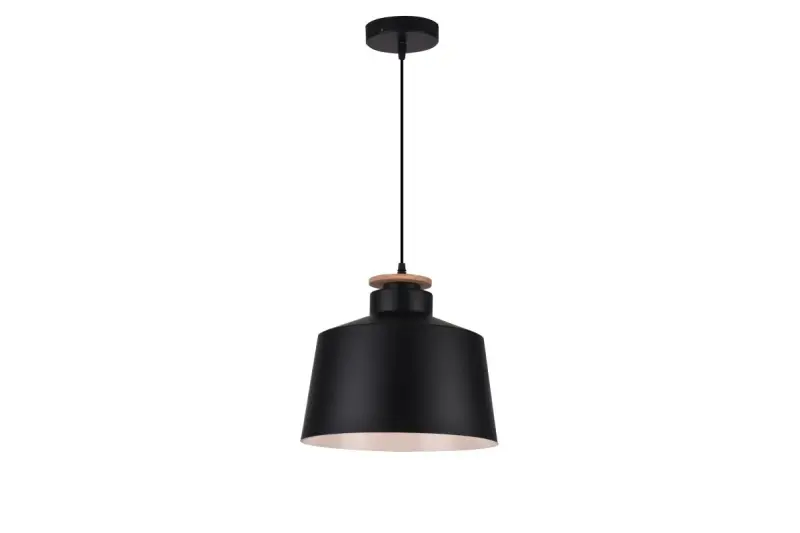 Decor Margus matt black metal pendant lamp with wooden top 2911