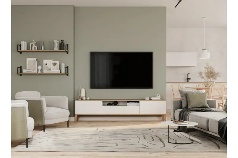 Decor Margus matt white metal pendant lamp with wooden top 3086