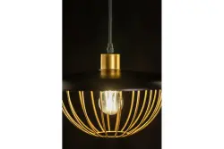 Decor Tulip modern pendant lamp with black metal rim and golden wire cage 3444