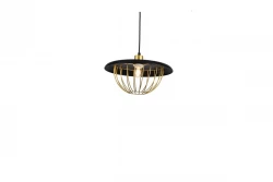 Decor Tulip modern pendant lamp with black metal rim and golden wire cage 3444