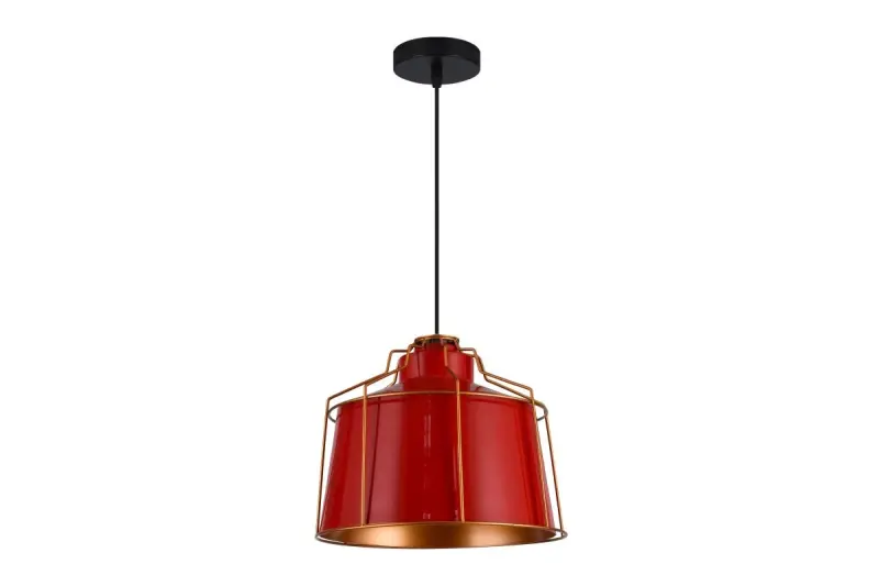 Decor Goa red pendant lamp with decorative gold frame 3536