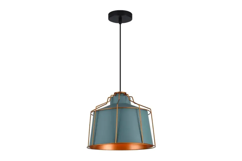 Decor Goa blue pendant lamp with decorative gold frame 3574