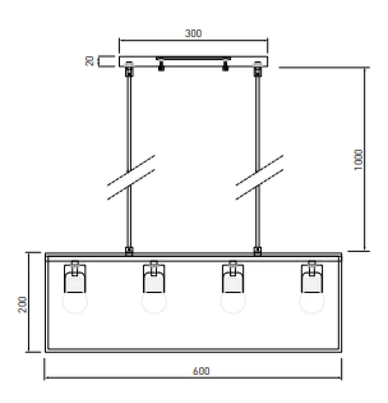 Decor Diu black geometric pendant lamp with 4 light sources width 60 cm 3635