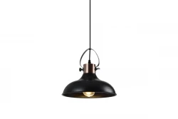 Decor Mees black metal pendant lamp with attached lampshade in the shape of an oil lamp 2363