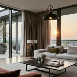 Decor Mees black metal pendant lamp with attached lampshade in the shape of an oil lamp 2363