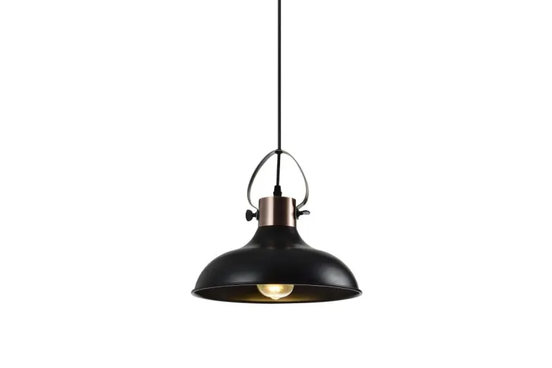 Decor Mees black metal pendant lamp with attached lampshade in the shape of an oil lamp 2363