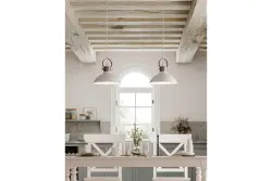 Decor Mees white metal pendant lamp with attached lampshade in the shape of an oil lamp 2332
