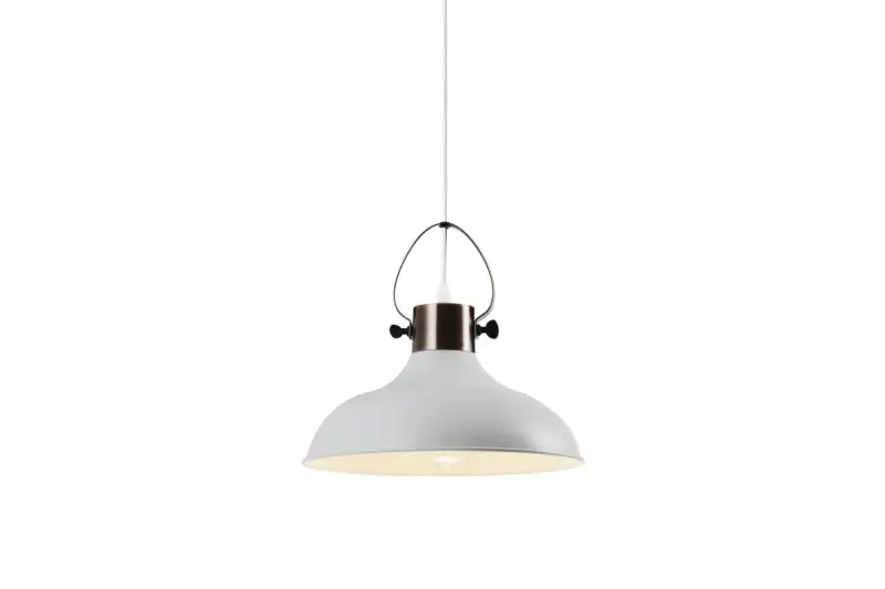 Decor Mees white metal pendant lamp with attached lampshade in the shape of an oil lamp 2332