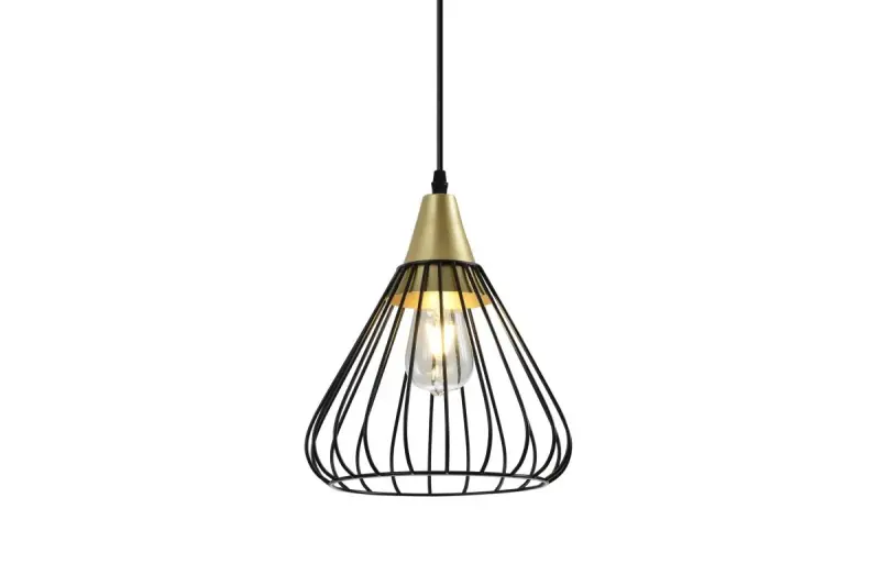 Decor Tess black gold metal conical wire pendant lamp 2394
