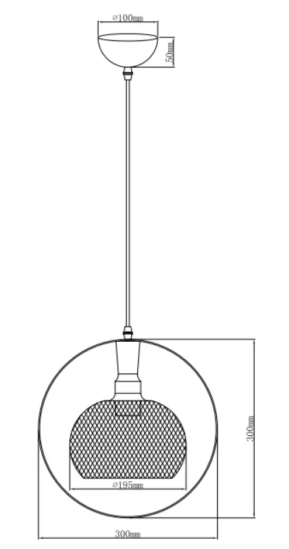 Decor Xalis pendant lamp black wire shade with metal rim, diameter 19.5 cm 7214