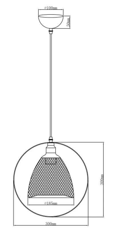 Decor Xalis pendant lamp black wire shade with metal rim, diameter 18.5 cm 7320