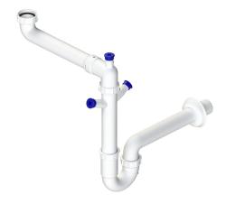 Ausmann Siphon space-saving sink siphon for the kitchen with 2 dishwasher connections 1208957660