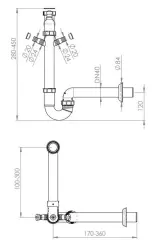 Ausmann Siphon space-saving sink siphon for the kitchen with 2 dishwasher connections 1208957660