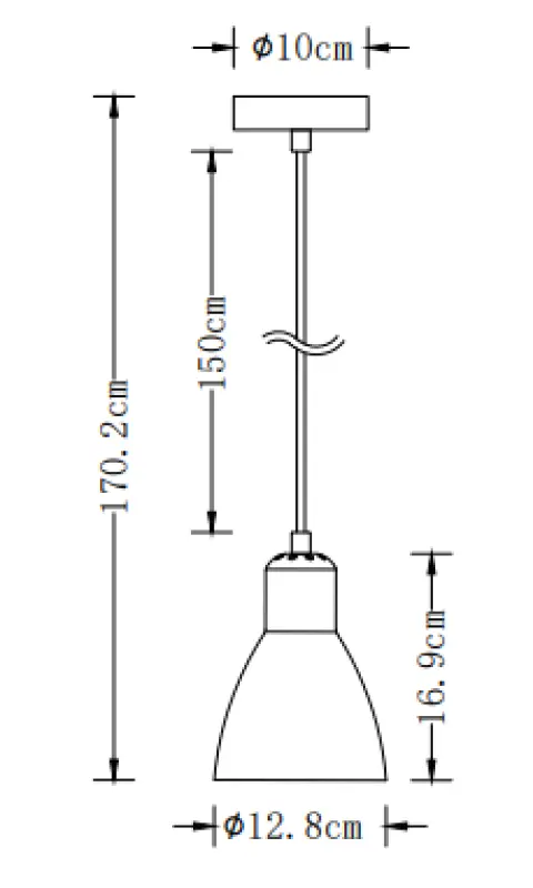 Decor Etore white pendant lamp with black cable 1983