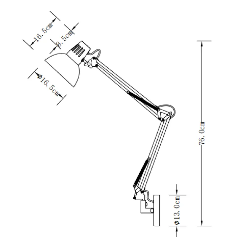 Decor Artemia black wall lamp with metal arm and white interior diameter 16.5 cm 2270