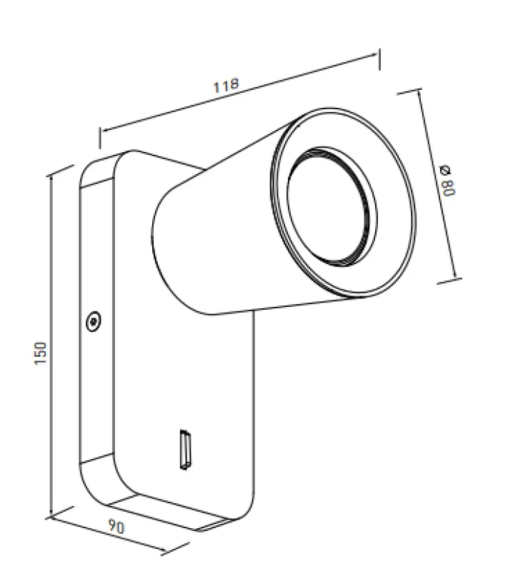 Decor Elli modern black wall lamp with switch and 1 light source 4533
